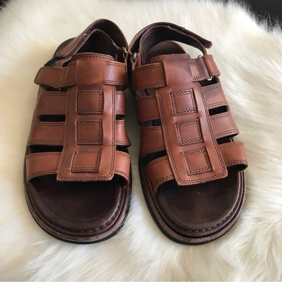 Timberland ⚜️ Brown Genuine Leather Men’s Sandals - Picture 3 of 14